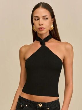 NWT New Cult Gaia Wali Knit Top Black Size Small